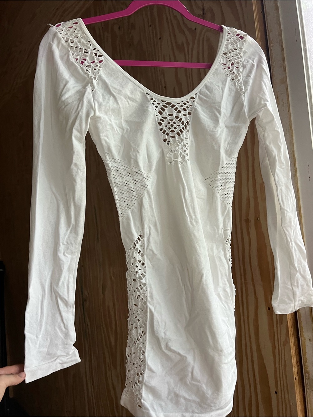 White Long Sleeve body con Women's Dress